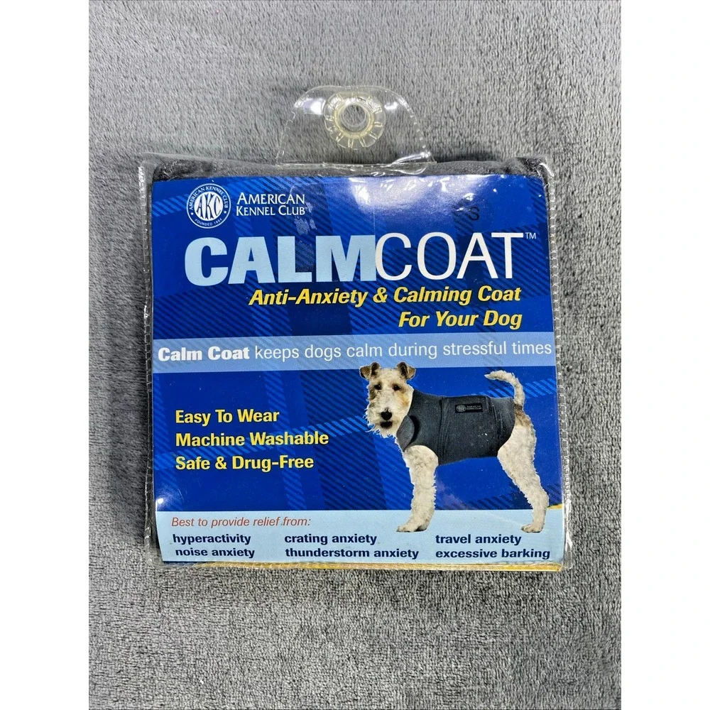 AKC Calming Coat Dogs Anti-Anxiety‎ Travel Barking Washable Safe Small Grey NEW